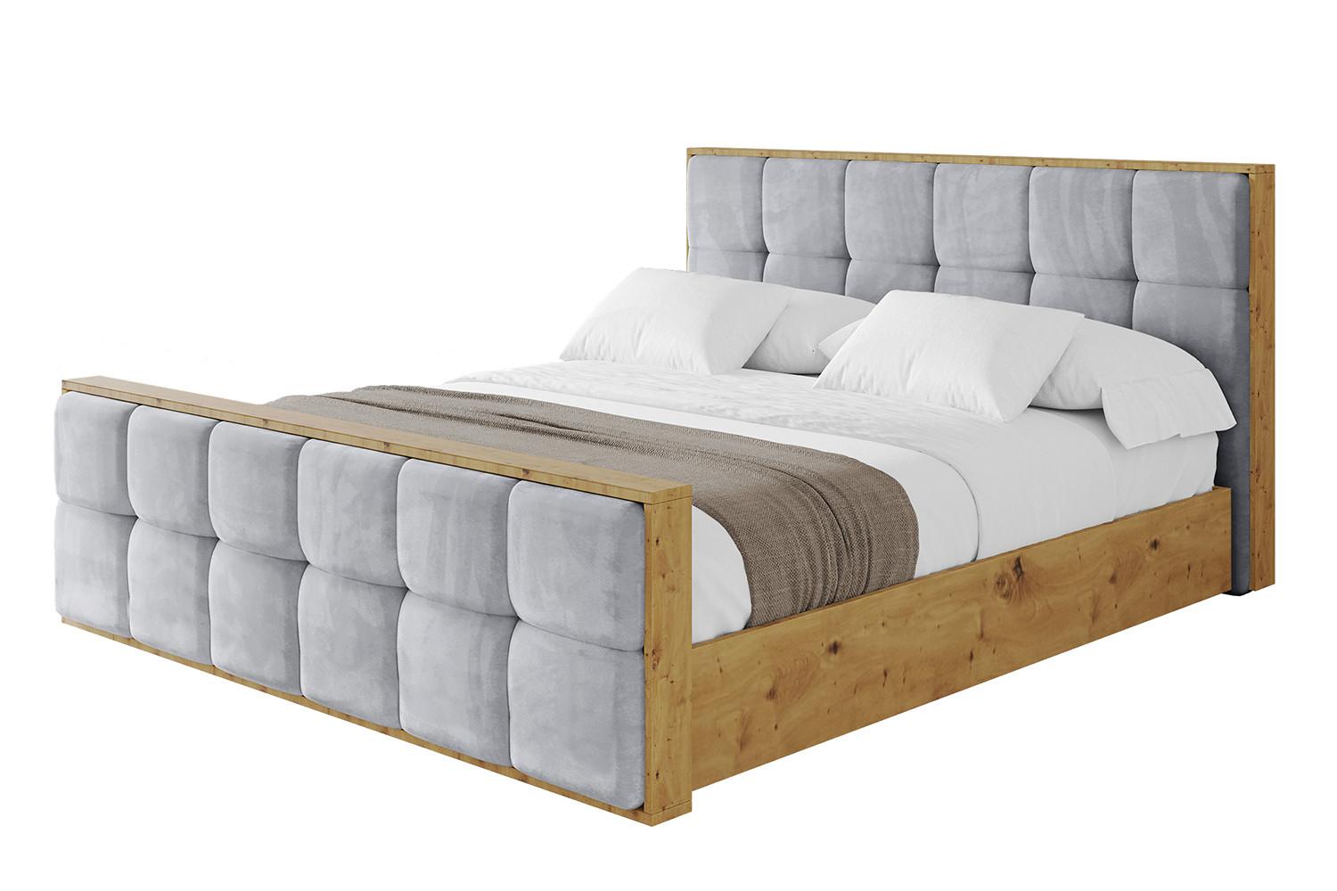 POLSTERBETT mit Bettkasten, Fußteil und Lattenrost, Boxbett ohne Matratze - ENZO7-Z 180x200 - Hellgrau, Holzwerkstoff/Textil (180/200cm) - ALTDECOR