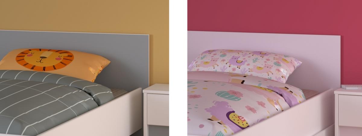 KINDERZIMMER weiß, grau oder rosa, Komplett-Set 4-teilig mit Stauraumbett 90x200 cm - Weiß, Holzwerkstoff (100/80/203cm) - Parisot Meuble
