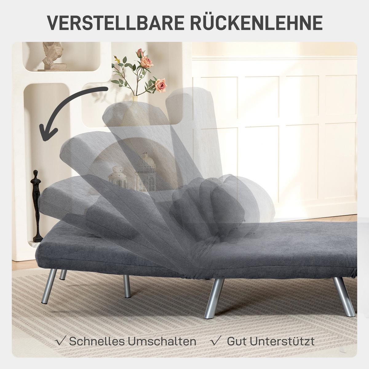 SCHLAFSESSEL Polyester Metall Dunkelgrau - Dunkelgrau/Silberfarben, Textil/Metall (75/83/80cm) - HOMCOM