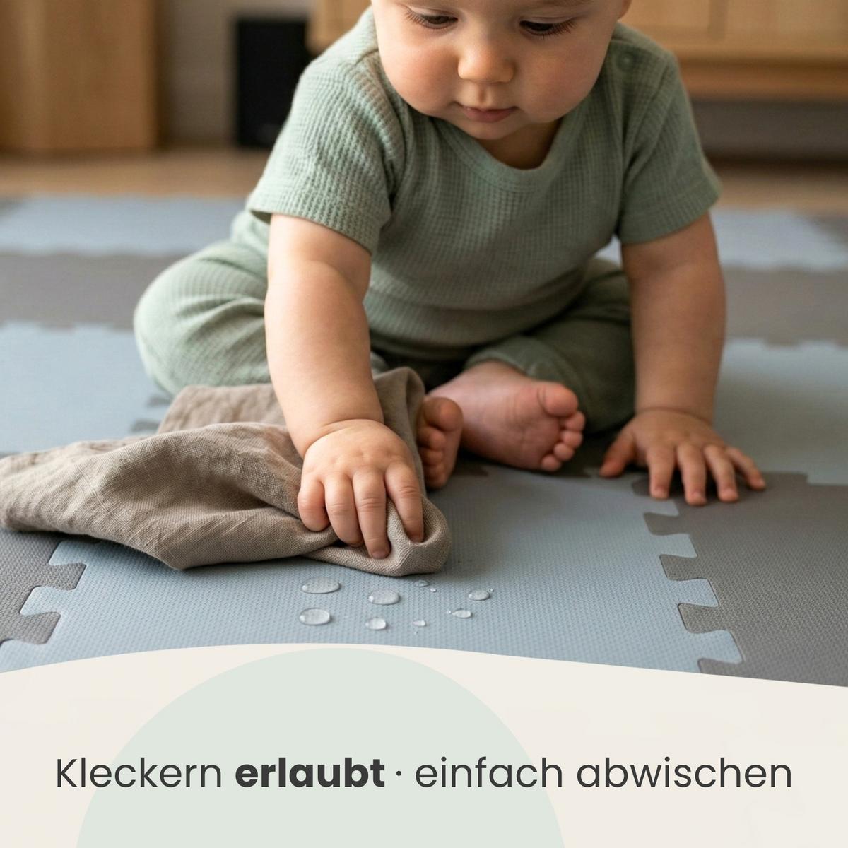 SPIELMATTE mit Rand - 180/90/1 cm Puzzlematte Blau Grau - Grau, Kunststoff (30/30cm) - Littletom