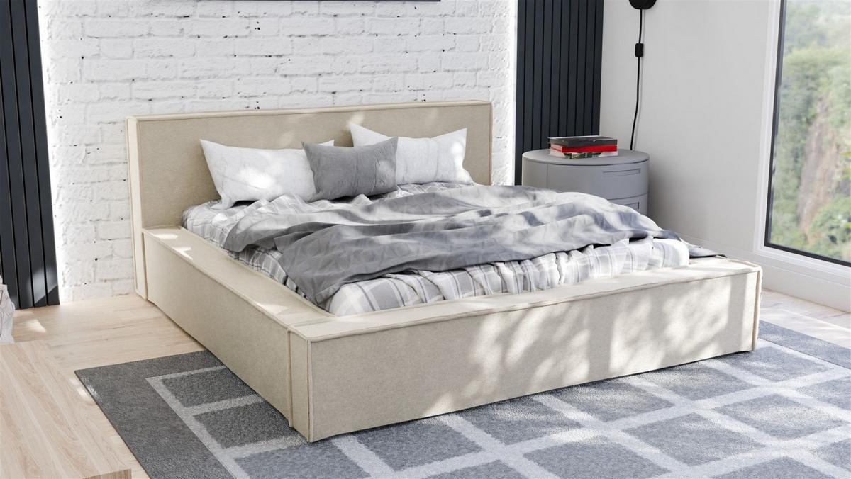 POLSTERBETT Aldana In Freya - Beige, Holzwerkstoff/Textil (180/200cm) - Fun Möbel