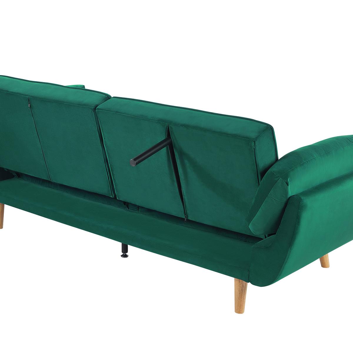 3-SITZER-SCHLAFSOFA Samtstoff Grün Asby - Grün, Textil (218/82/83cm) - Beliani