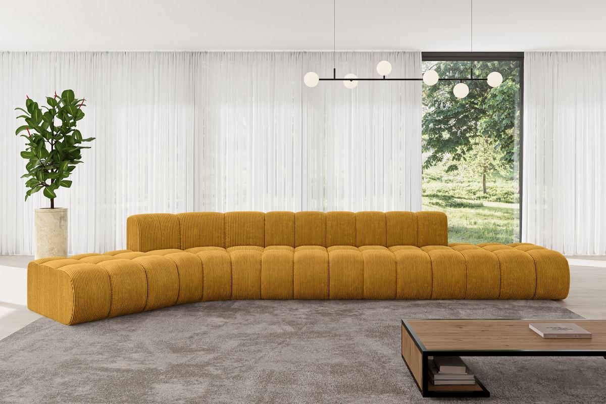 ECKSOFA modulares Sofa Solven-L2 - 471x174x70 cm Senfgelb - Currygelb, Holzwerkstoff/Textil (471/174cm) - ALTDECOR