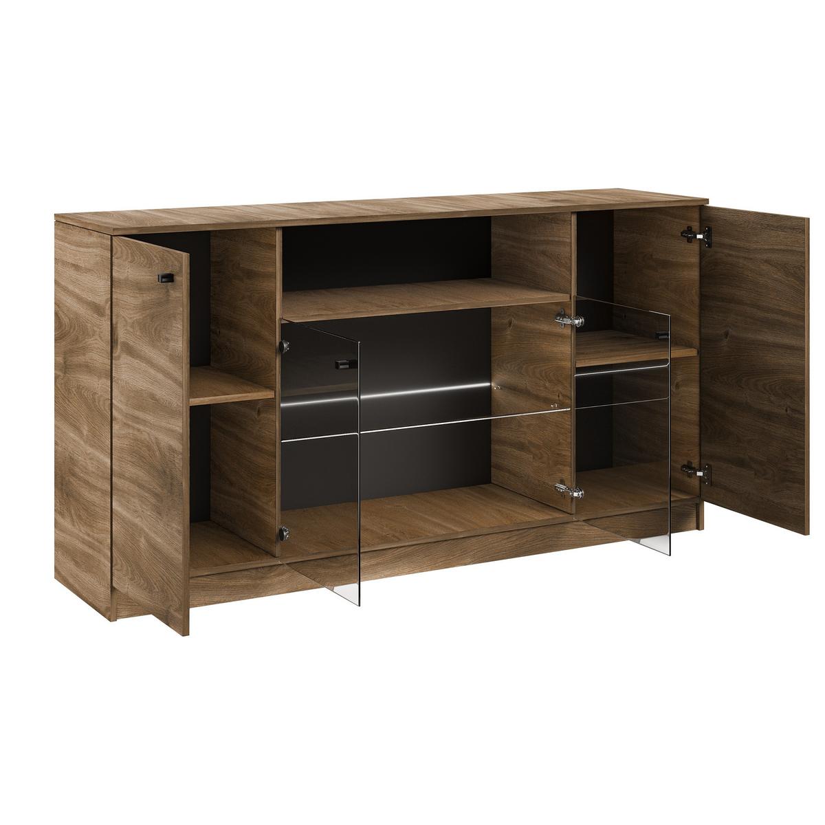 KOMMODE NESTOS 160/87/40cm mit 4 Türen Braun - Braun, Holzwerkstoff (160/87/40cm) - MASSENO