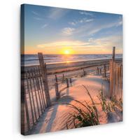 LEINWANDBILD Strand - Meer - Düne - Sonnenuntergang - Landschaft Wandbild Wohnzimmer 50x50 cm - Beige, Textil (50/50cm) - MuchoWow