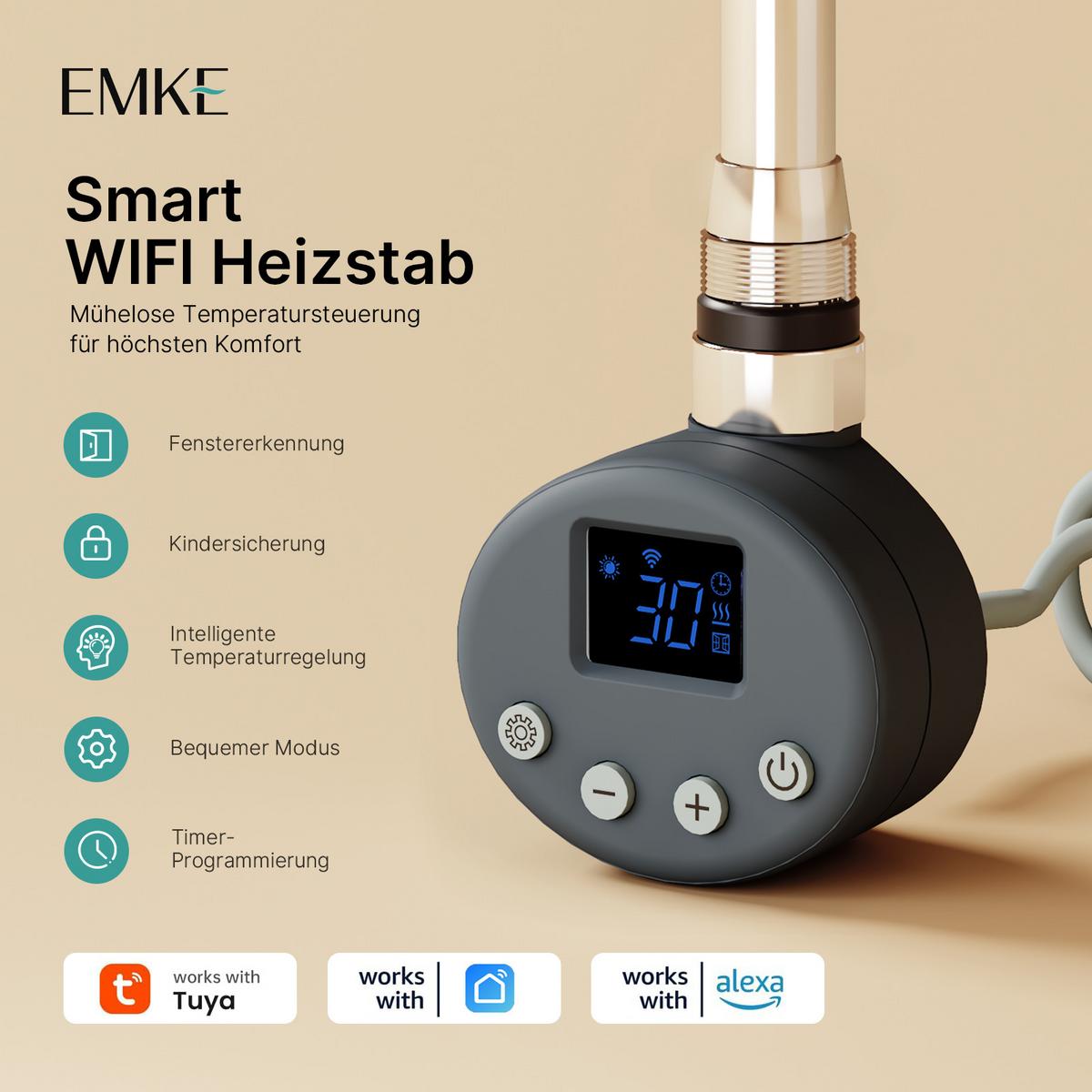 HEIZSTAB mit Thermostat Anthrazit 900W 83/6,9/6,2 cm cm - Anthrazit, Metall (7/83/6cm) - EMKE