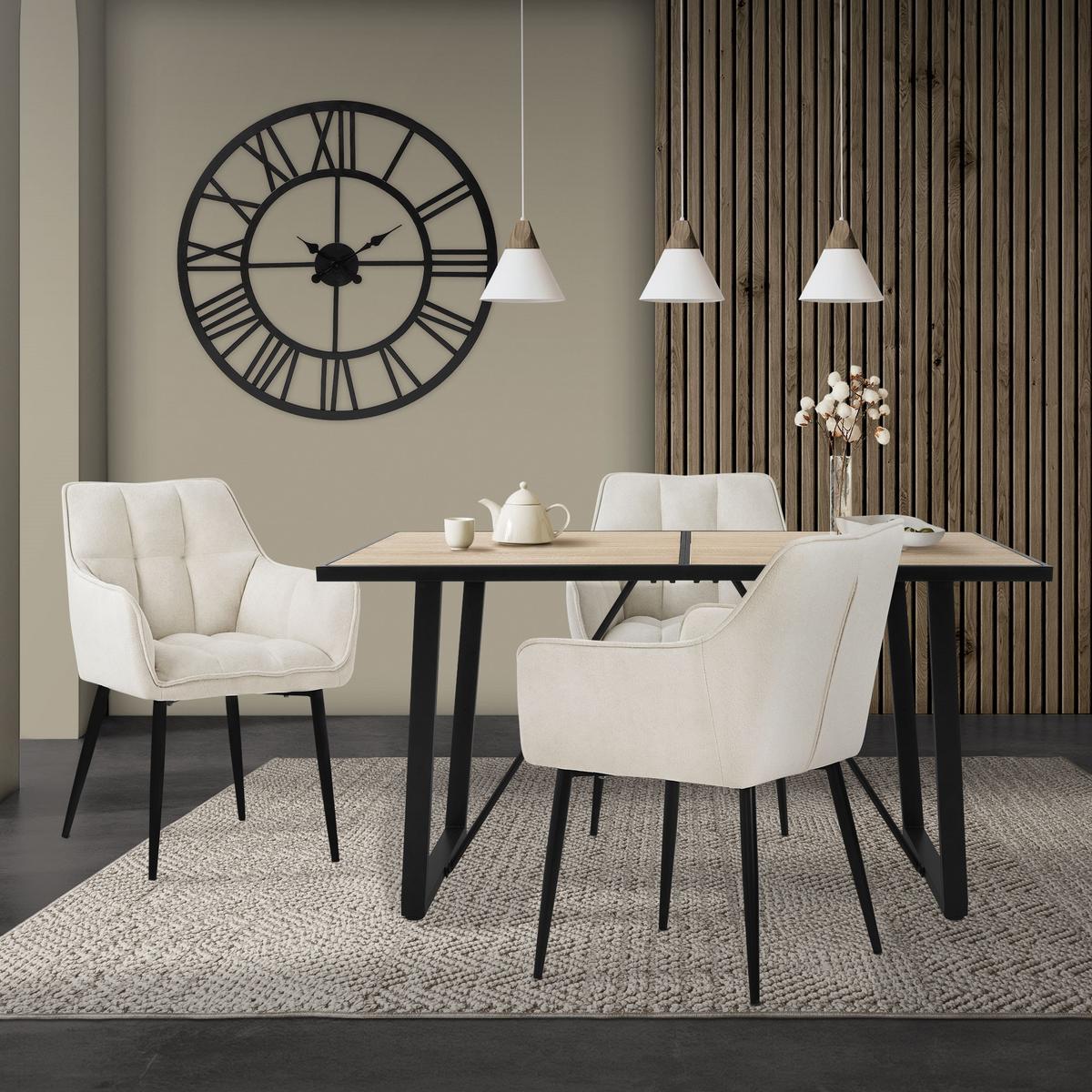 ESSTISCH 140x70x75 cm rechteckig Eiche Optik mit Metallgestell - Braun, Metall (140/70/75cm) - ML-DESIGN