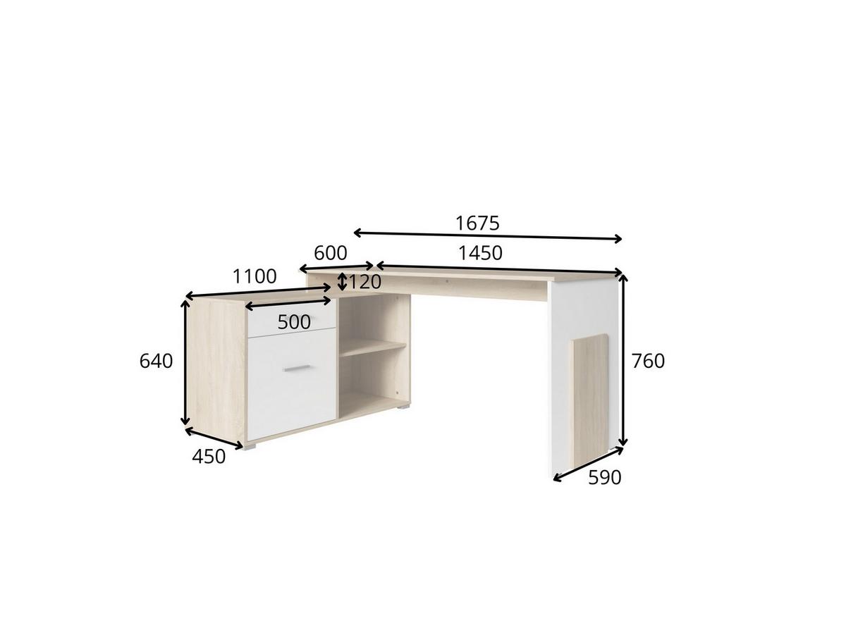 SCHREIBTISCH GARDA 167,5x110x76 cm Bürotisch Computertisch, Sonoma Eiche - Sonoma Eiche, Holzwerkstoff (110/167.5/76cm) - MASSENO