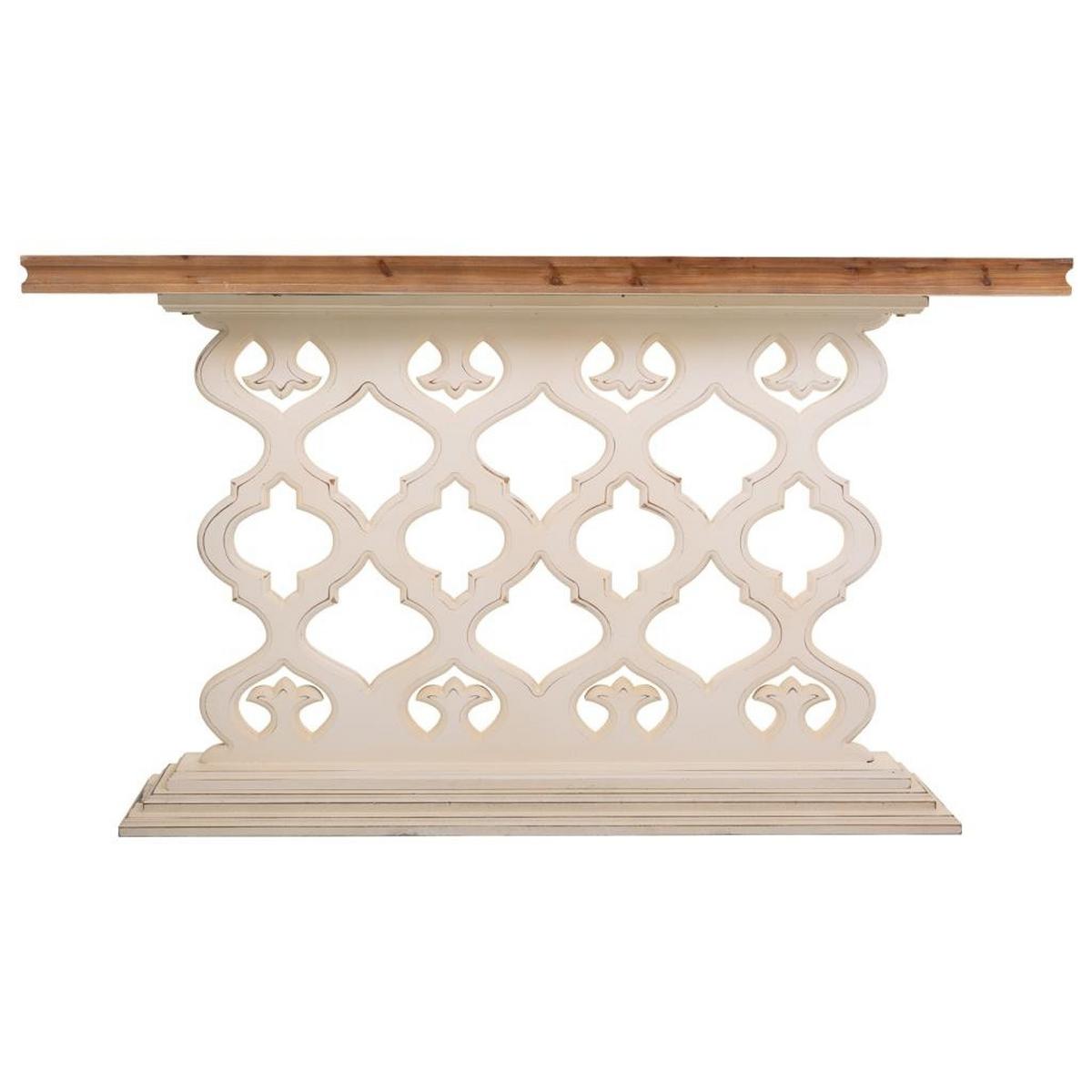 EINGANGSKONSOLE aus geschnitztem Holz 142x30x79 cmWeiße - Beige, Holz (30/142/78.5cm) - Wanderlust