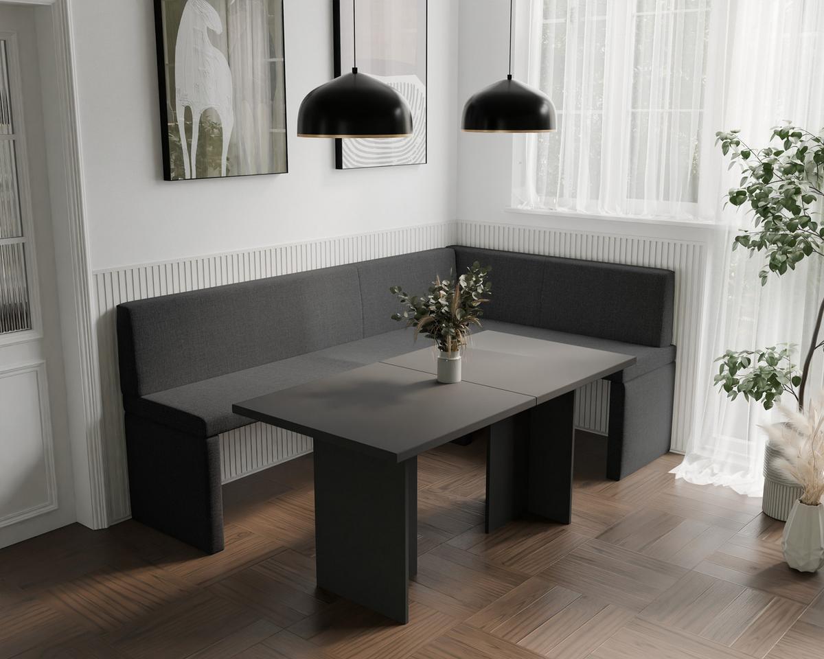 ECKBANK rechts OWEN Webstoff, 128/168 cm Anthrazit - Anthrazit, Holz/Textil (128/168cm) - Idohome