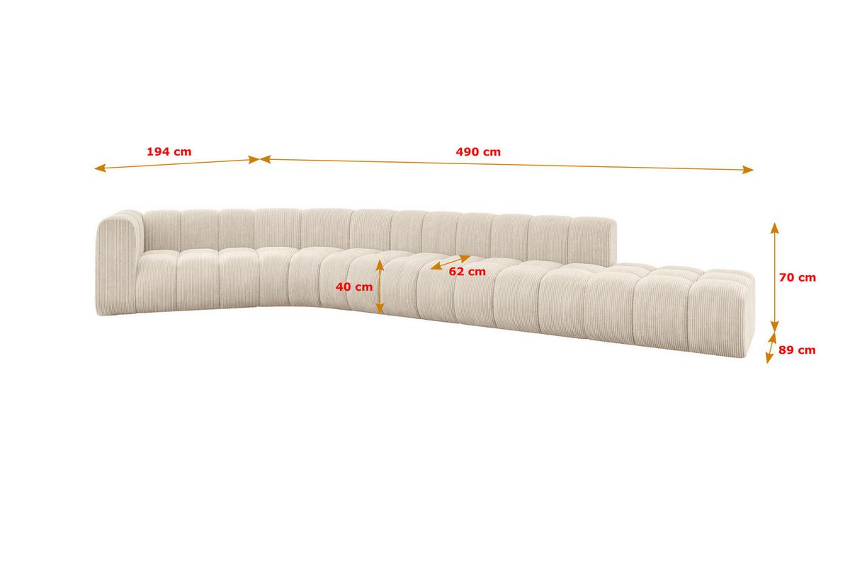 ECKSOFA modulares Sofa Tilmo-L2 - 490x194x70 cm Beige - Beige, Holzwerkstoff/Textil (490/194cm) - ALTDECOR