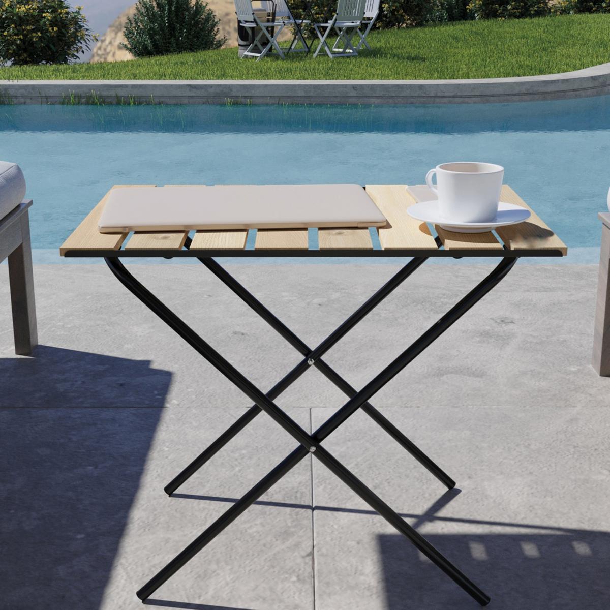 KLAPPTISCH Cavallino - Naturfarben, Holz/Metall (40/60/57cm) - [en.casa]