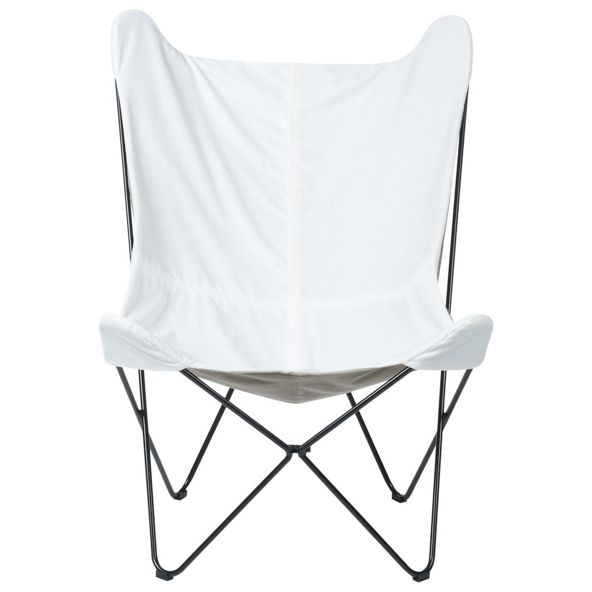 SCHMETTERLINGSSESSEL Samtstoff Weiß Nybro - Weiß, Textil/Metall (70/99/85cm) - Beliani