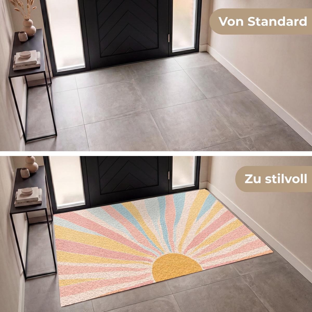 FUSSMATTE Illustration - Sonne - Pastellfarben Sauberlaufmatte 180x120 cm - Hellrosa, Kunststoff (180/0.4cm) - MuchoWow