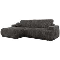 ECKSCHLAFSOFA RINA L Grau Cord - links - Schwarz/Grau, Kunststoff/Textil (267/170cm) - MKS