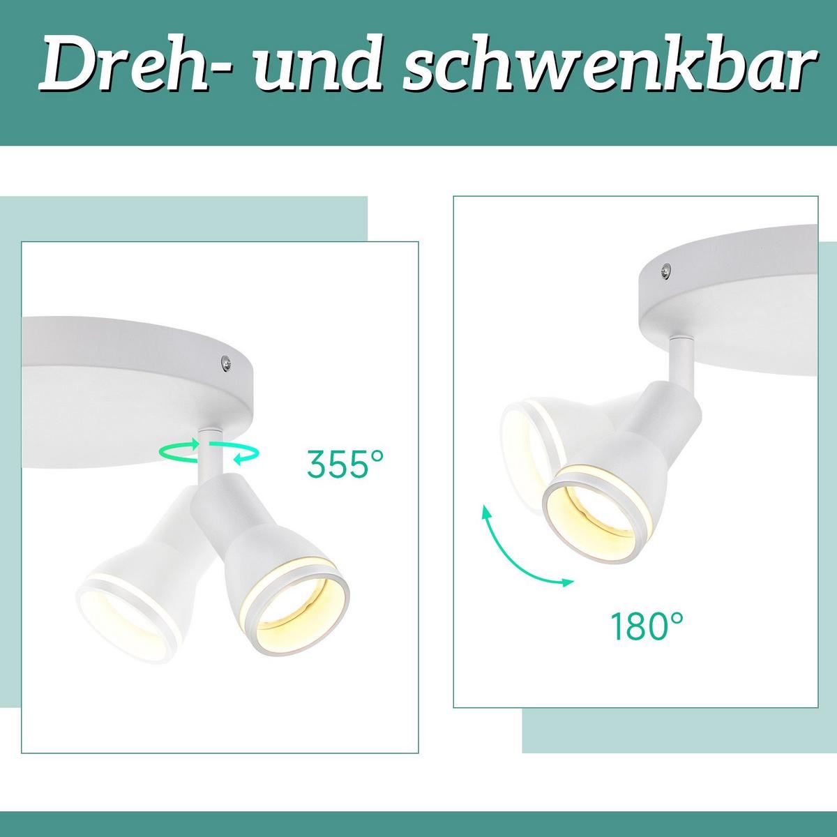 DECKENSTRAHLER Hertz 2-flammig 20/20/16 cm - Weiß, Metall (20/20/16cm) - Nettlife