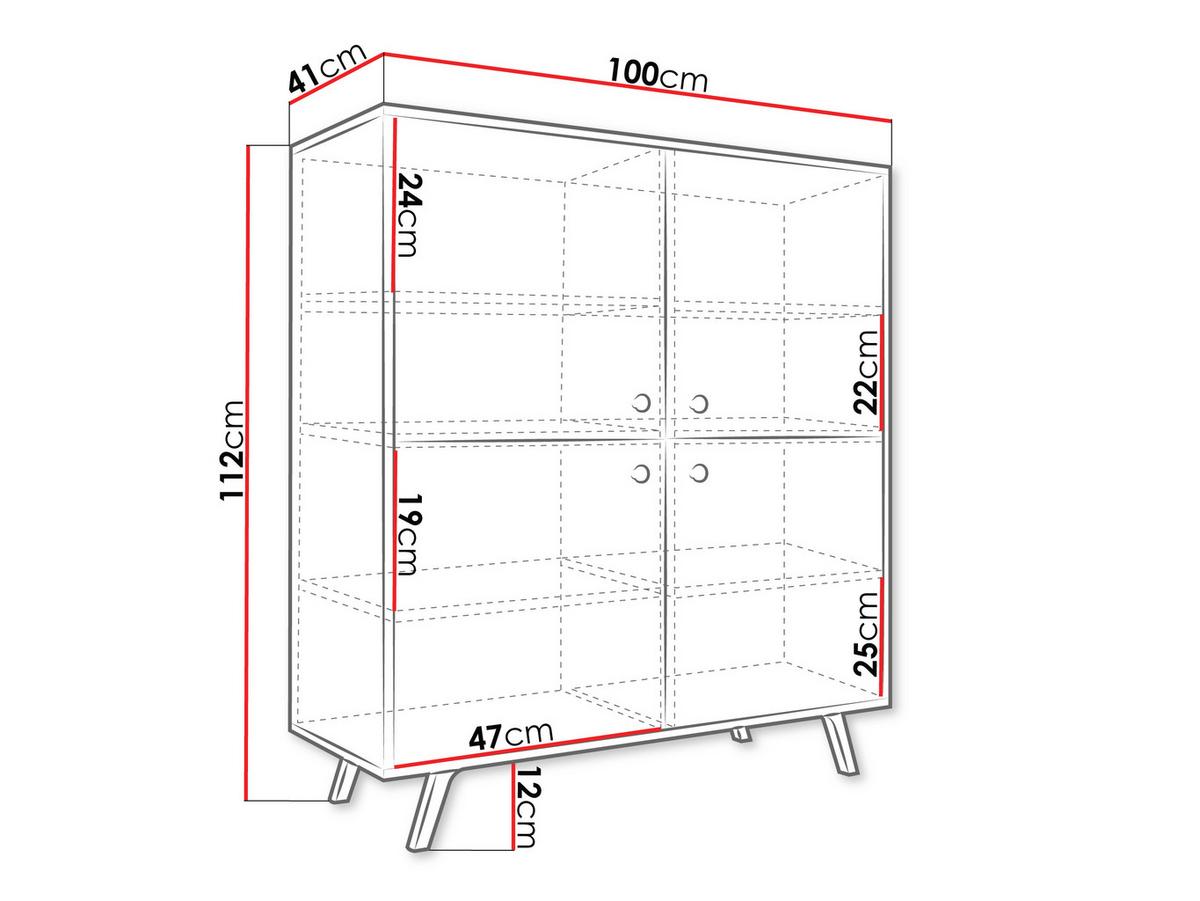 TÜRKOMMODE Siena 4D - Goldfarben/Weiß, Holzwerkstoff/Metall (100/112/41cm) - MIRJAN24