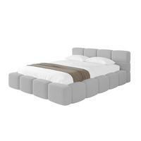 POLSTERBETT mit Bettkasten und Lattenrost, Bett mit Kopfteil, Boxbett ohne Matratze, Doppelbett mit Stauraum - NATA-v1 120x200 Hellgrau - Hellgrau, Holzwerkstoff/Textil (120/200cm) - ALTDECOR