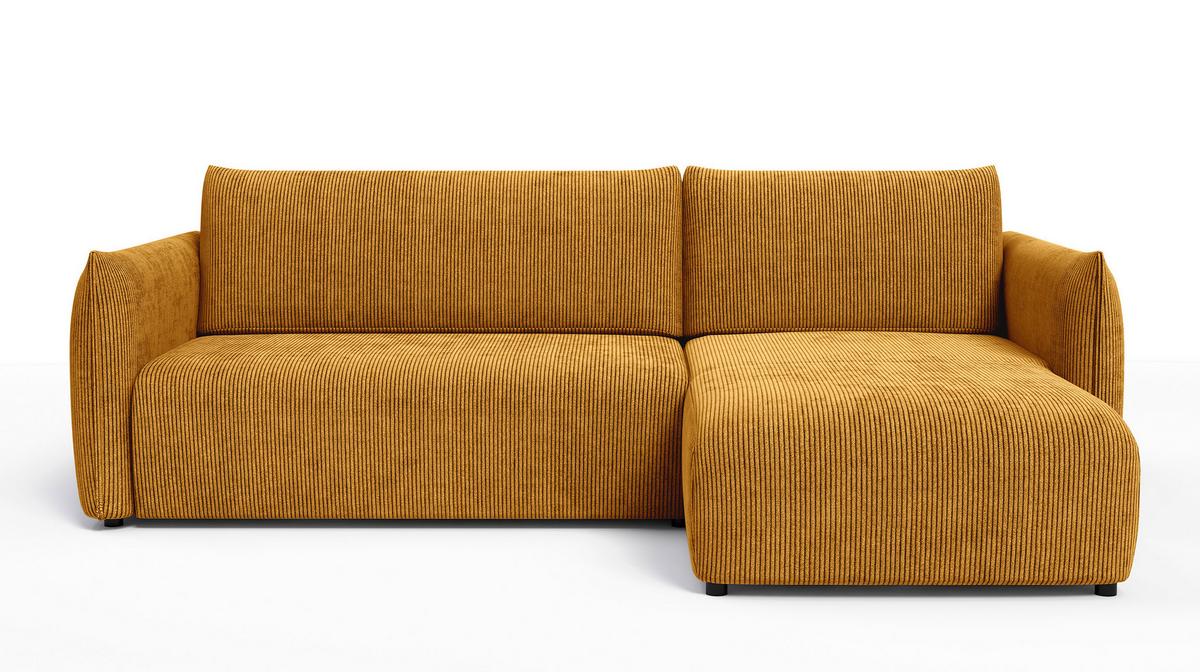 ECKSOFA TAUER 3-Sitzer links, safran - Gelb/Schwarz, Holz/Textil (248/173cm) - Wozimo