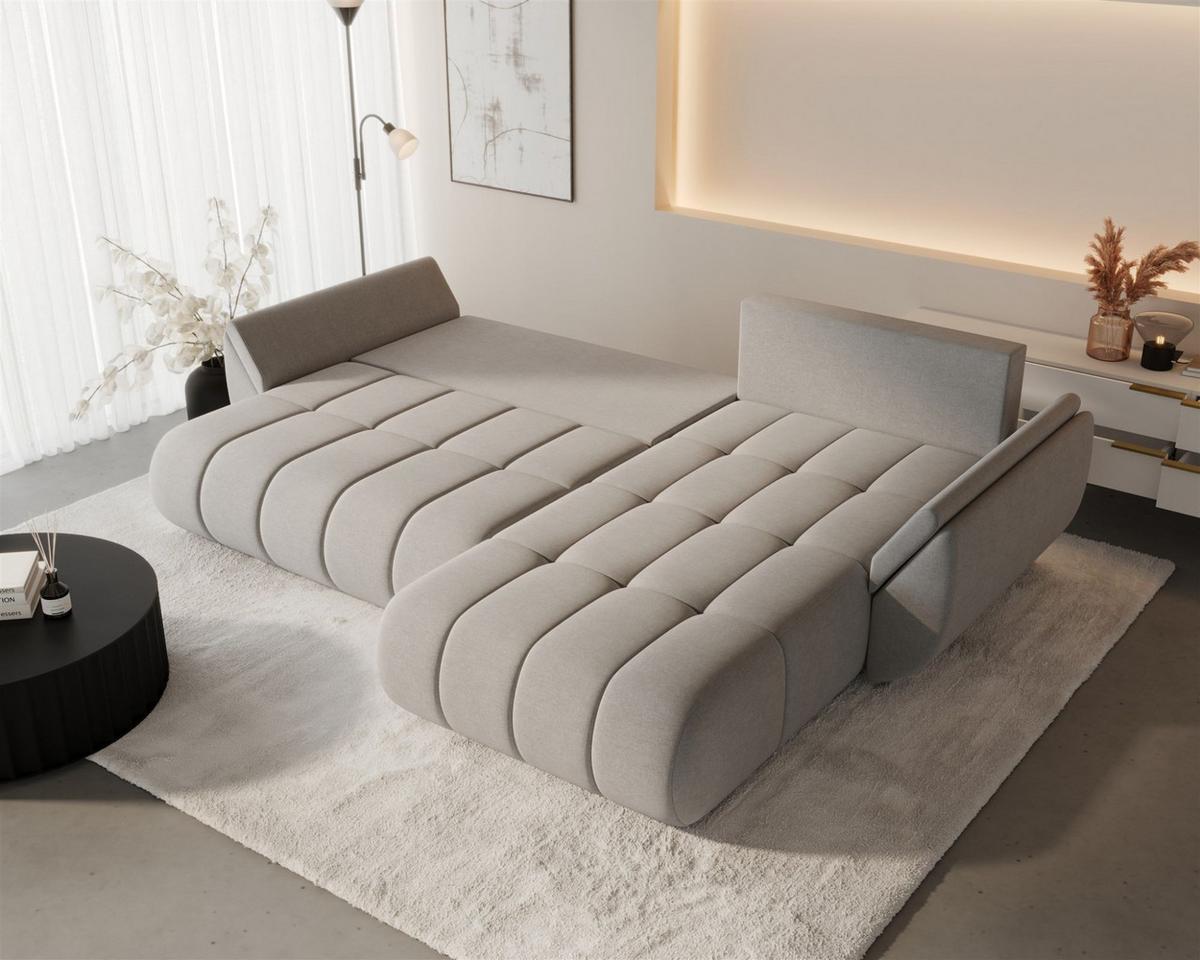 ECKSOFA Misato In Monolith - Creme, Holzwerkstoff/Textil (280/175cm) - Fun Möbel