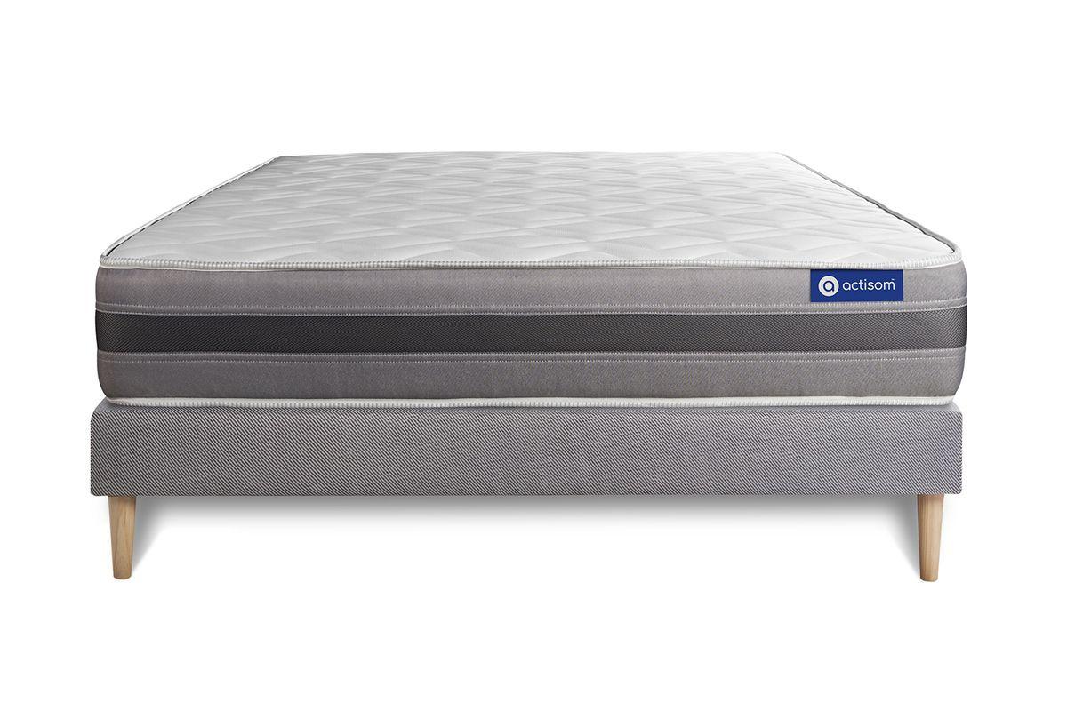 BETT Actimemo relax Memory-Schaum 130 x 210 cm h2 - Kit Bettgestell Grau - Beige/Grau, Karton/Holz (130/210cm) - ACTISOM