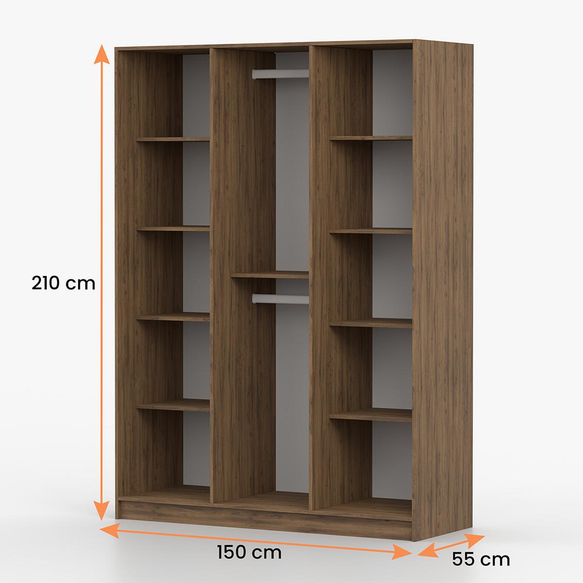 DREHTÜRENSCHRANK ROSA III 2D 100/210/55, 2-türig, Nussbaum - Kaschmir/Nussbaumfarben, Holzwerkstoff (100/210/55cm) - imoebel24