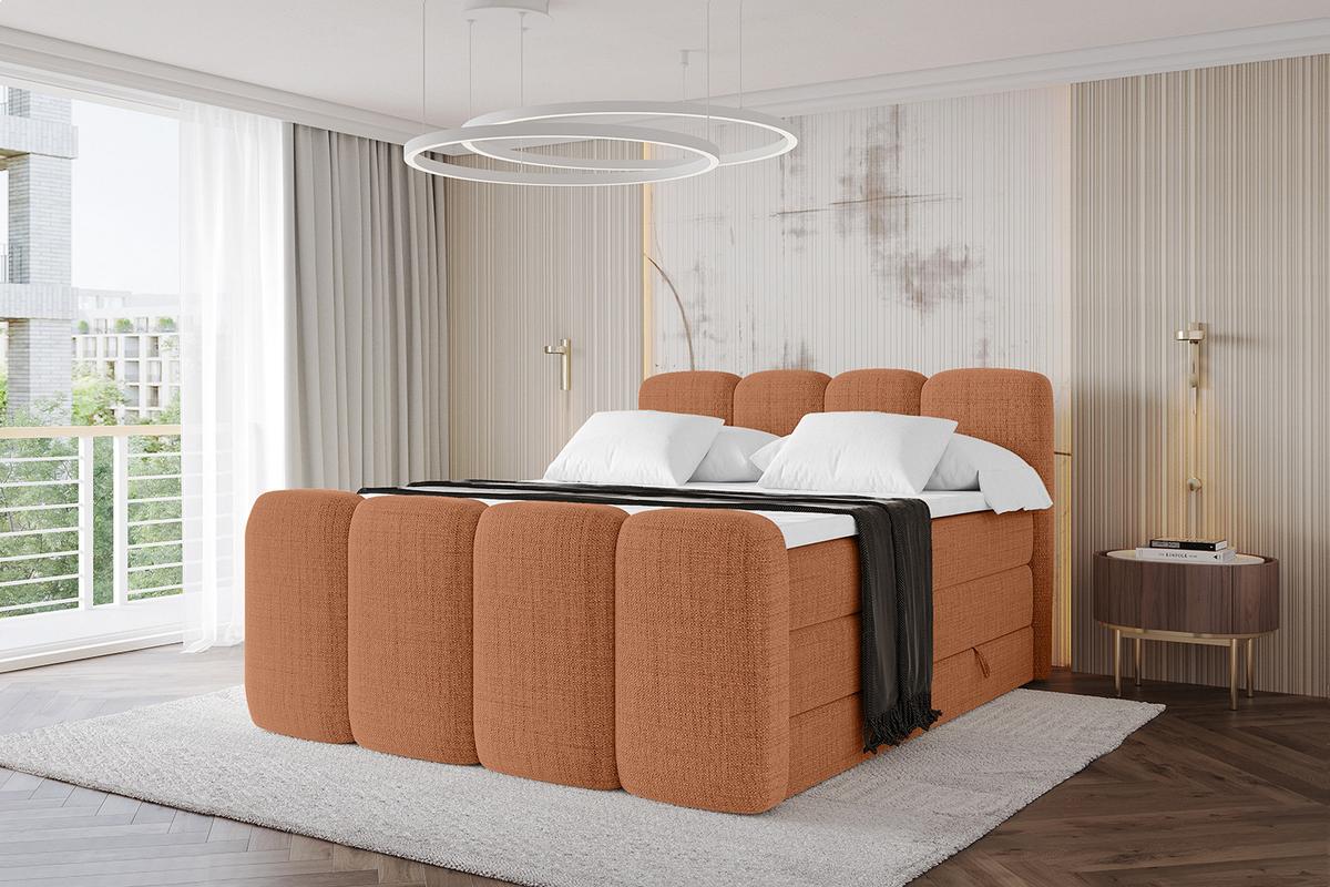 BOXBETT mit Matratze H3|H4 und Lattenrost - NINA-Z KING - 120x200 cm Aragon - Apricot - Orange, Holzwerkstoff (120/200cm)