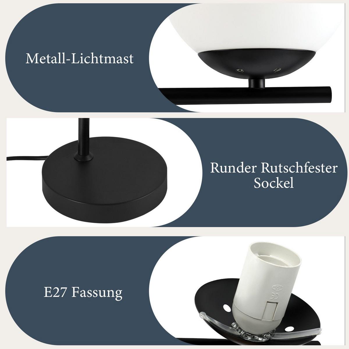 STEHLEUCHTE Dortmund 25/20/150 cm - Schwarz, Metall (32/25/166cm) - Nettlife