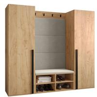 GARDEROBEN-SET 184/184/42 - Eichefarben/Creme, Holz/Kunststoff (184/184/42cm) - MÖBEL KRYSPOL
