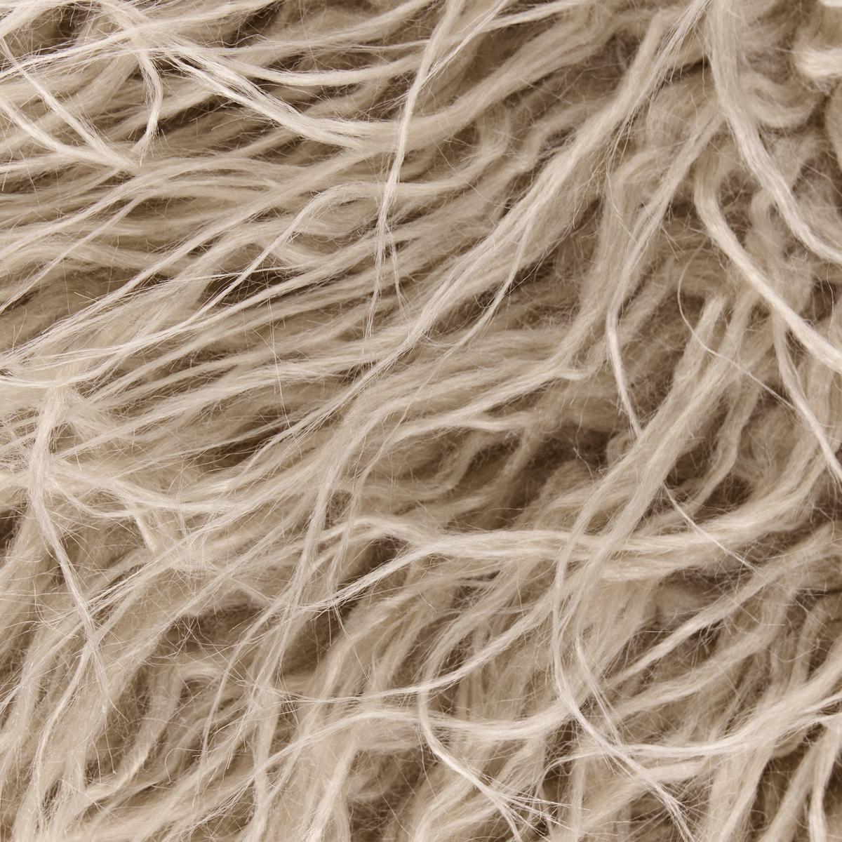POUF Webpelz Beige Tukki - Beige, Kunststoff (50/30/50cm) - Beliani