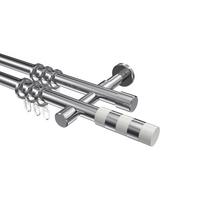 GARDINENSTANGE Prestige Mavell 600 cm (geteilt in 3 x 200 cm), 2-läufig, 20 mm Ø Chrom - Chromfarben/Weiß, Metall (600cm) - INTERDECO