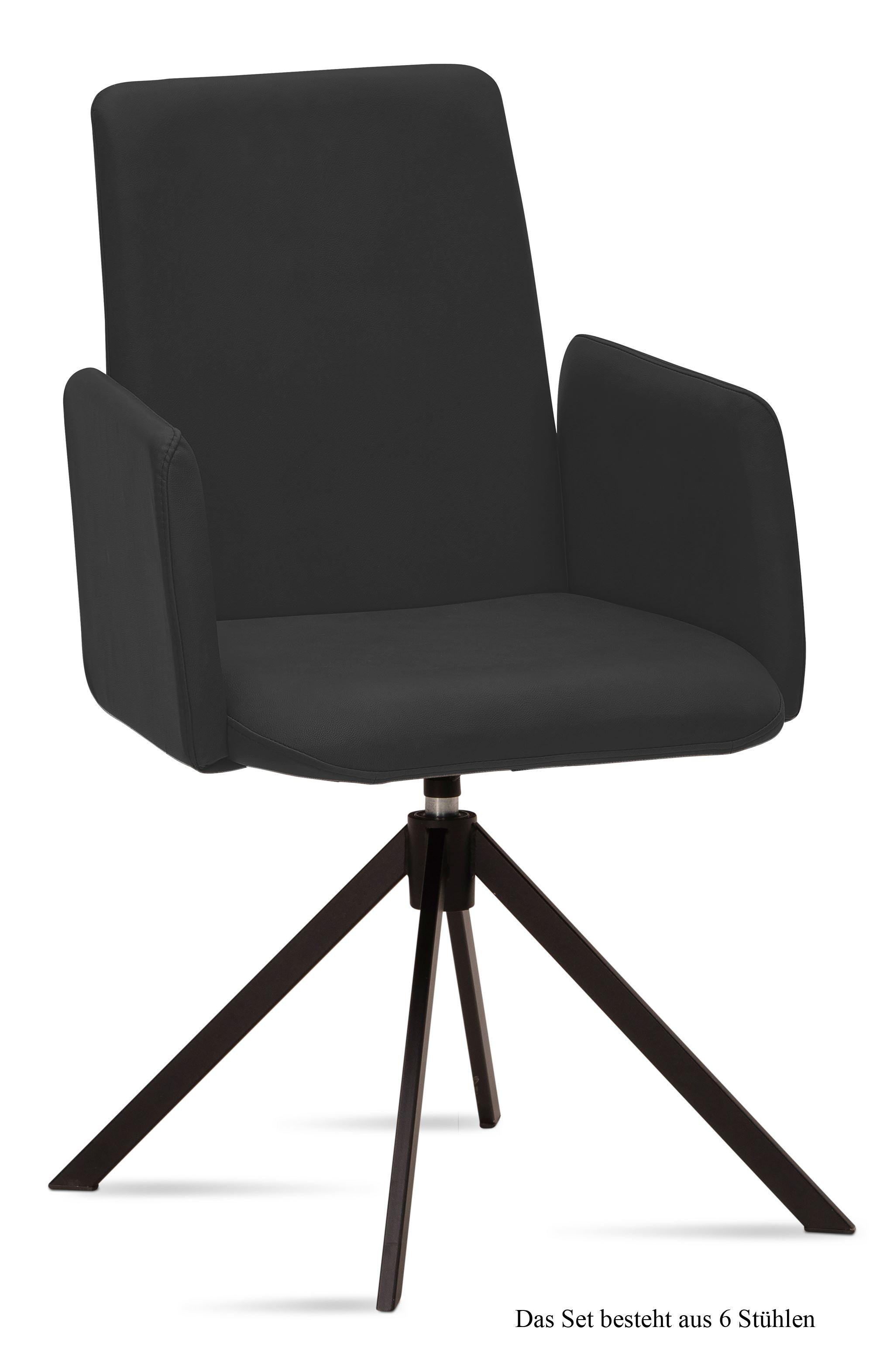 ARMLEHNSTUHL drehbar (6er-Set) Deasia 52x92x60 Schwarz/Anthrazit - Anthrazit/Schwarz, Kunststoff (60/92/52cm) - 58aufmkessel