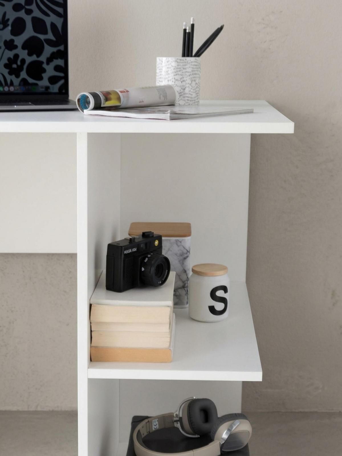 SCHREIBTISCH – großzügige Fläche, mit Aufbewahrung, Spanplatte, modern - Weiß, Holz (60/82/76cm) - KADIMA DESIGN