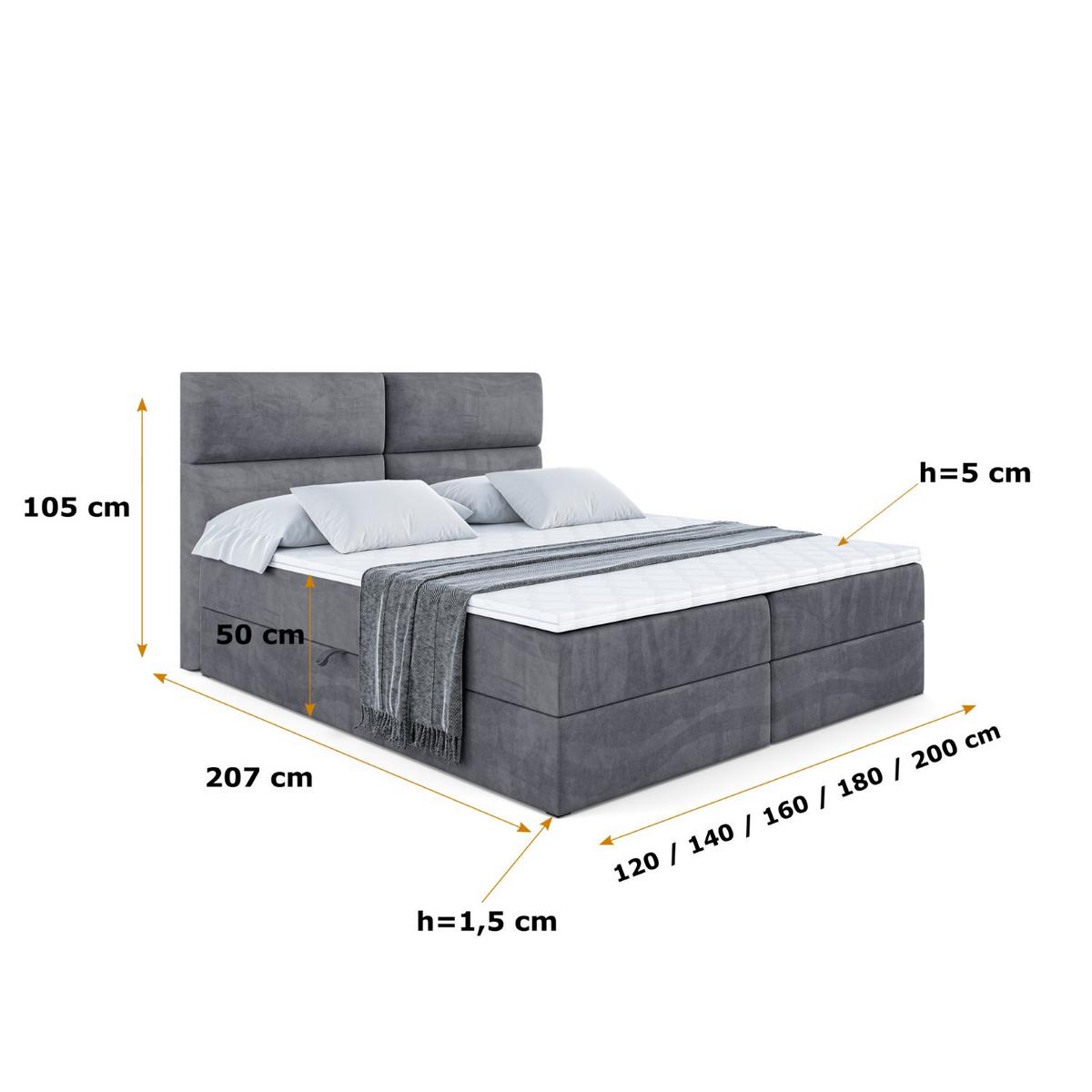 BOXBETT mit Matratze H3 und Lattenrost - BOXI3 - 140x200 cm Dunkelgrau - Dunkelgrau, Holzwerkstoff (140/200cm) - ALTDECOR