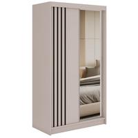 SCHWEBETÜRENSCHRANK mit Lamellen und Spiegel DIANA - 120 - Kaschmir und Schwarz - Kaschmir/Schwarz, Holzwerkstoff/Metall (120/216/61cm) - MKS