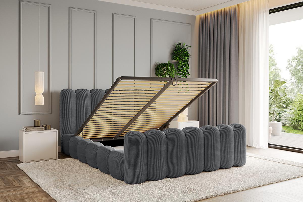 POLSTERBETT mit Bettkasten, Fußteil und Lattenrost, Boxbett ohne Matratze - SENA-Z 200x200 Dunkelgrau - Anthrazit, Holzwerkstoff/Textil (200/200cm) - ALTDECOR