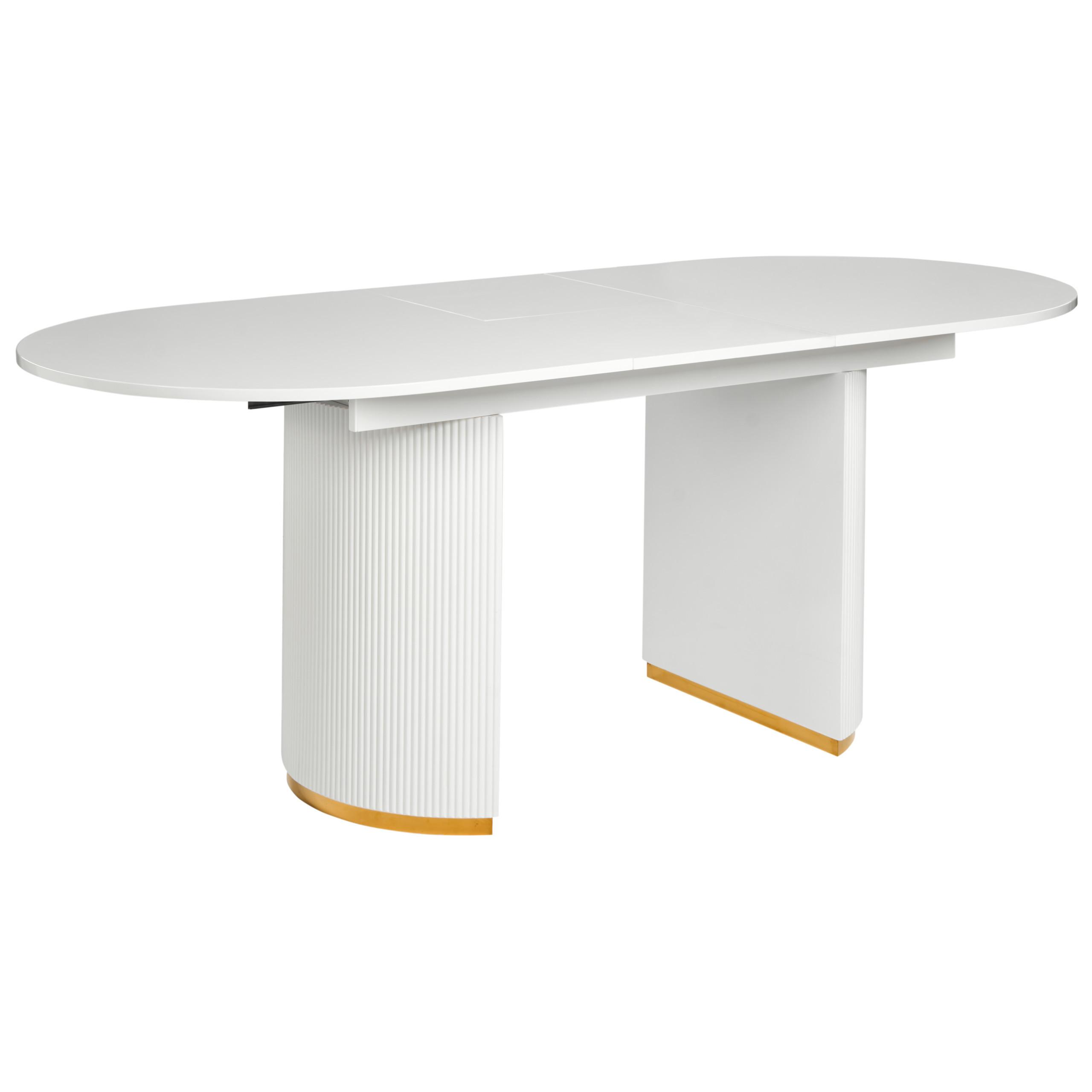ESSTISCH ausziehbar Weiß 160-200/90 cm Dulverton - Weiß, Holzwerkstoff (160/90/75cm) - Beliani