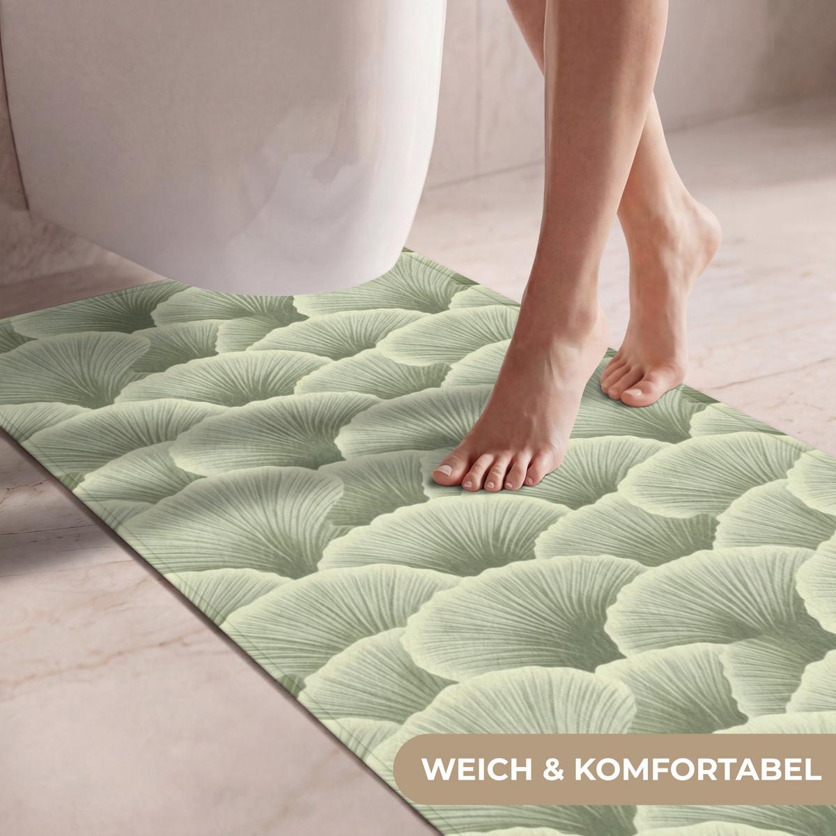 WC-VORLEGER Fächer - Blatt - Grün Toilettenvorleger 60x120 cm - Pastellgrün, Textil (60/1cm) - OnlyWow