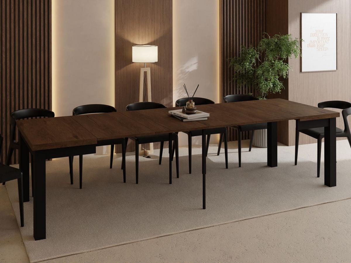 ESSTISCH Toren ausziehbar verlängerbar quadratisch, Eiche Braun Rustikal 80-280/80/76.5 cm - Alteiche/Schwarz, Holz/Holzwerkstoff (80/280/76.5cm) - WFL GROUP