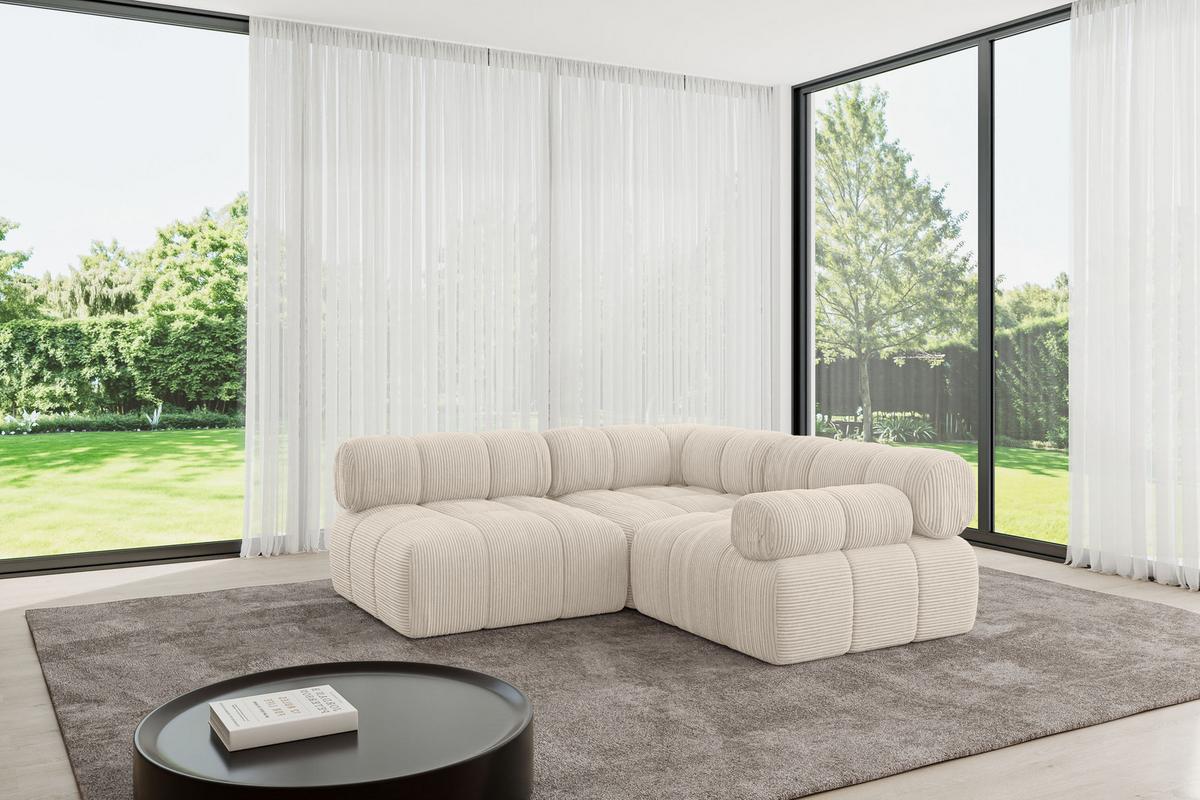 ECKSOFA modulares Sofa Mende-L1 - 190x190x70 cm Beige Cord - Beige, Holzwerkstoff/Textil (190/190cm) - ALTDECOR