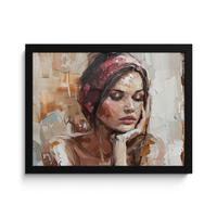 POSTER MIT RAHMENGERAHMTES BILD Frau - Lackierung - Porträt - Modern 40x30 cm - Altrosa, Papier (40/30cm) - MuchoWow