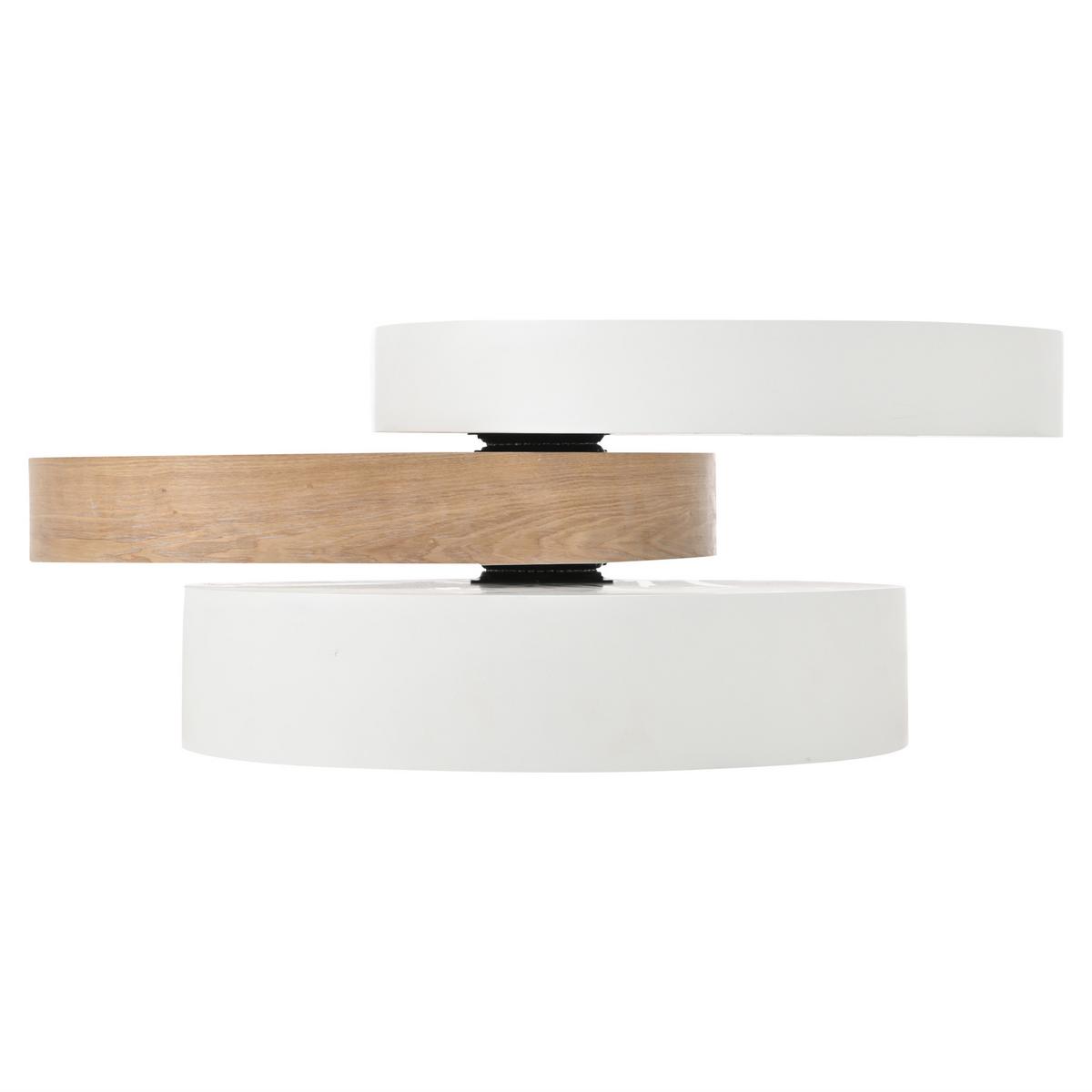 COUCHTISCH Zylindrisch Weiß & Natur 360° Drehbar mit Stauraum - Naturfarben, Holzwerkstoff (60/60/35.1cm) - Urban Meuble