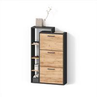 SCHUHKIPPER Ortello Goldkraft Eiche/Anthrazit 80 x 128.3 cm mit 3 Fächern - Honigeiche/Anthrazit, Holzwerkstoff (80/128.3/24.2cm) - Livinity®