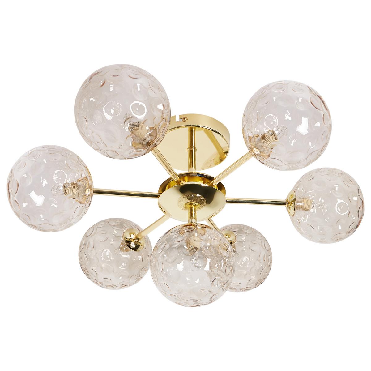 DECKENLAMPE Beige Anadyr - Beige/Goldfarben, Glas (52/52/28cm) - Beliani