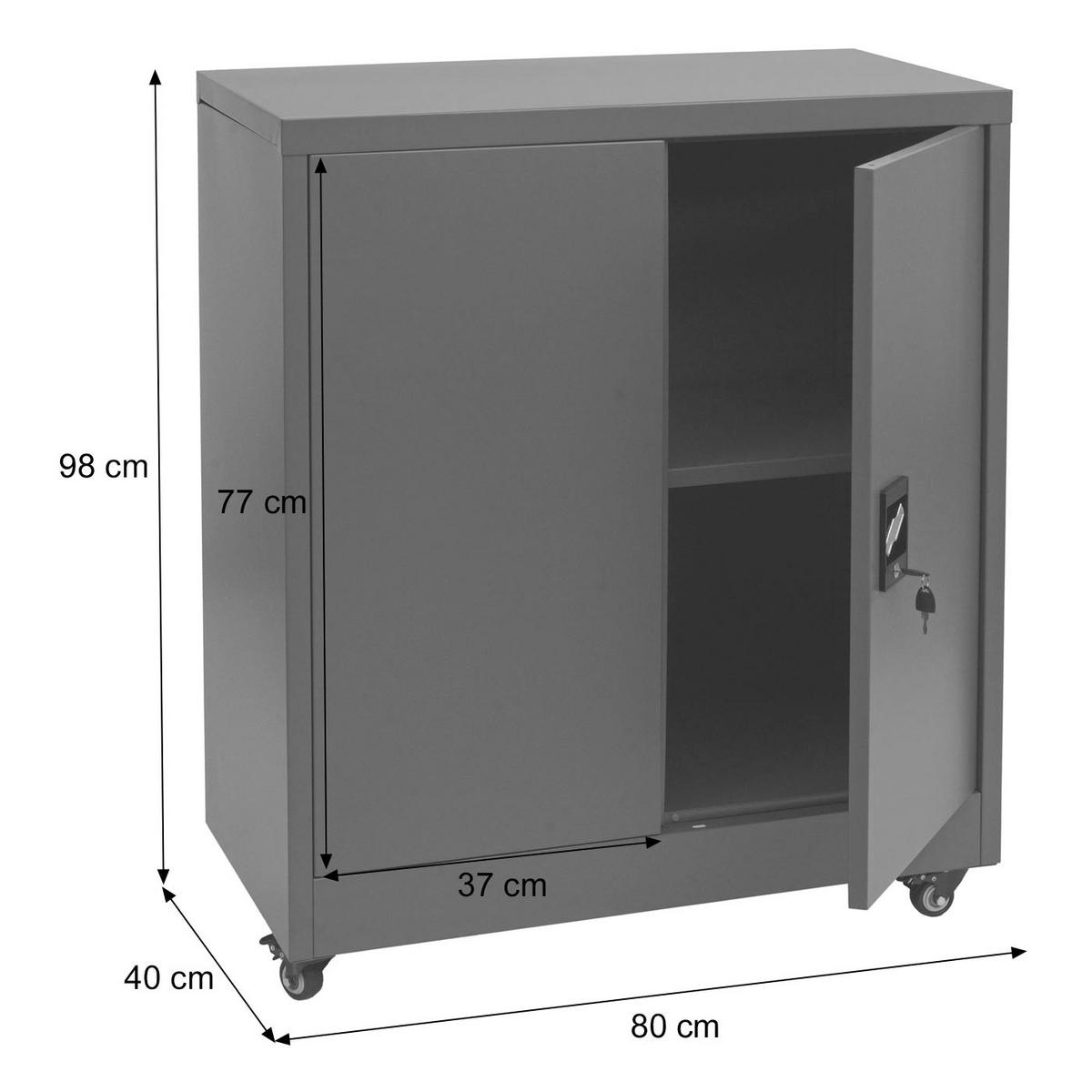AKTENSCHRANK Dunkelgrau, Hellgrau - Dunkelgrau/Hellgrau, Metall (80/98/40cm) - MCW