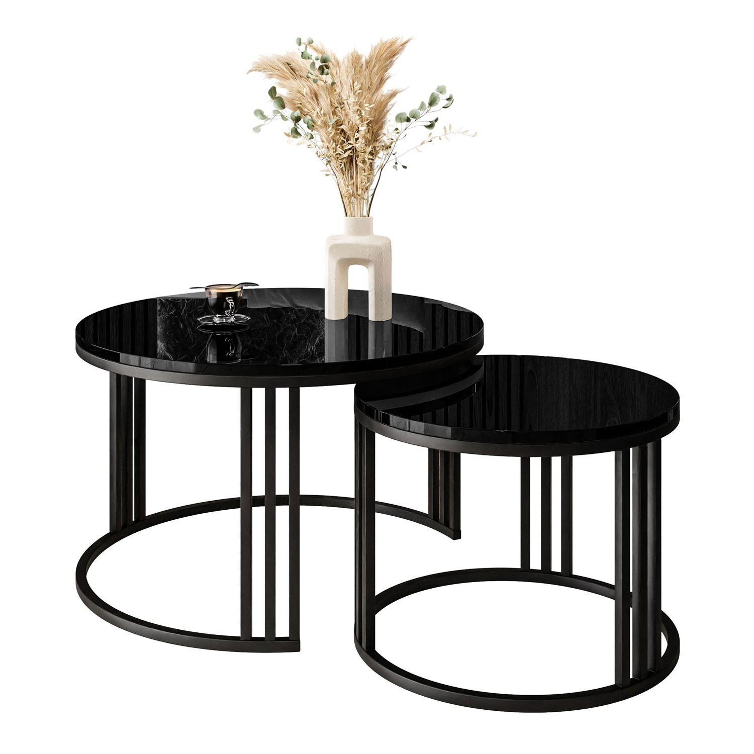 COUCHTISCH 2 in 1 LORI Hochglanz - Schwarz, Holzwerkstoff (70/70/48cm) - Lookway