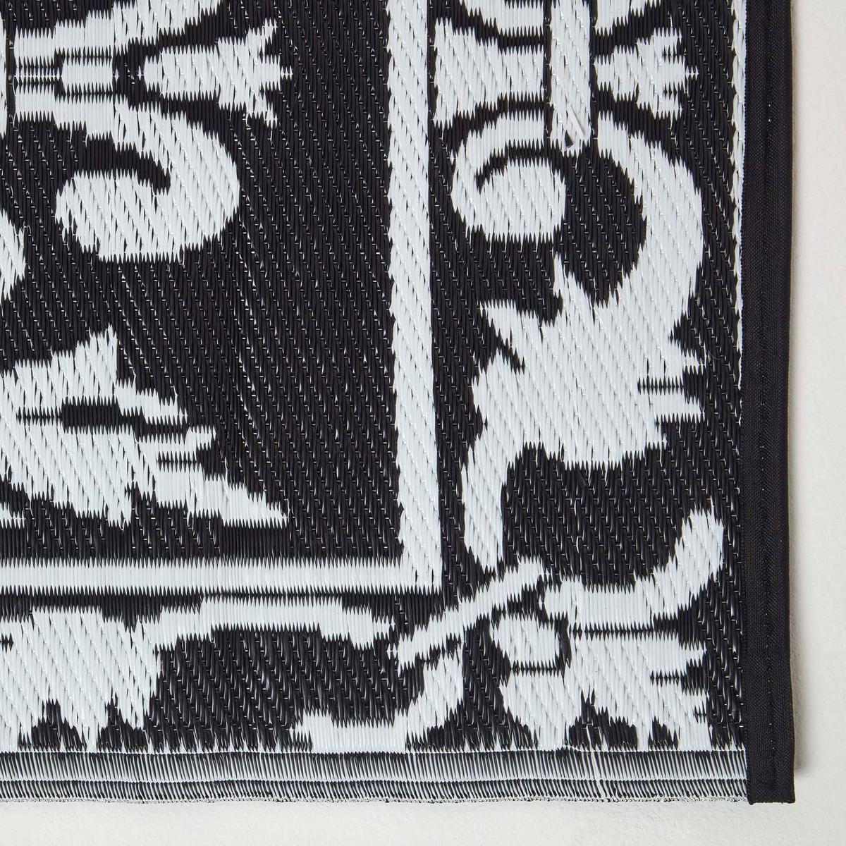 OUTDOORTEPPICH-LÄUFER, Damast-Muster 72/198 cm - Schwarz, Kunststoff (73/198cm) - Homescapes