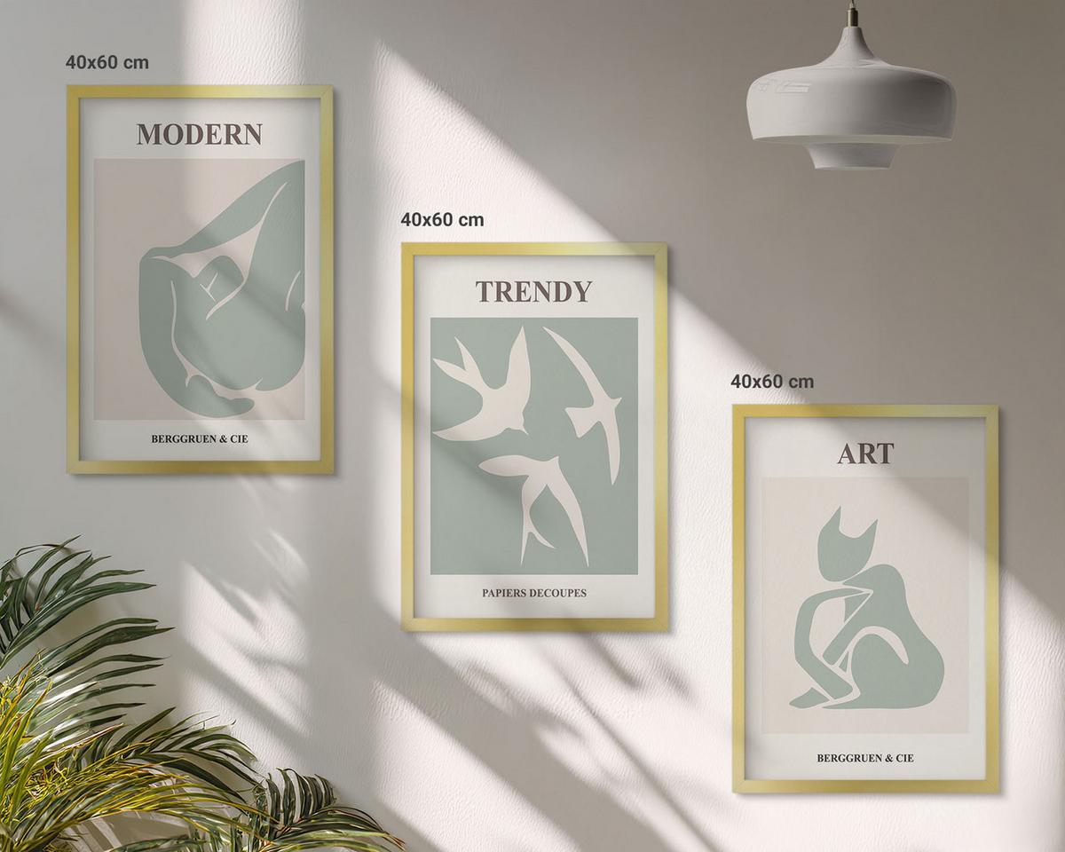 BILDER SET 3er Set - 40x60 cm Goldrahmen - Matisse abstrakte Figuren - Goldfarben, Kunststoff (40/60cm) - TULUP