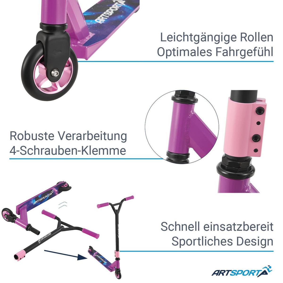 STUNTSCOOTER Galactic Cruiser - Rosa, Metall (66/47/84cm) - Artsport
