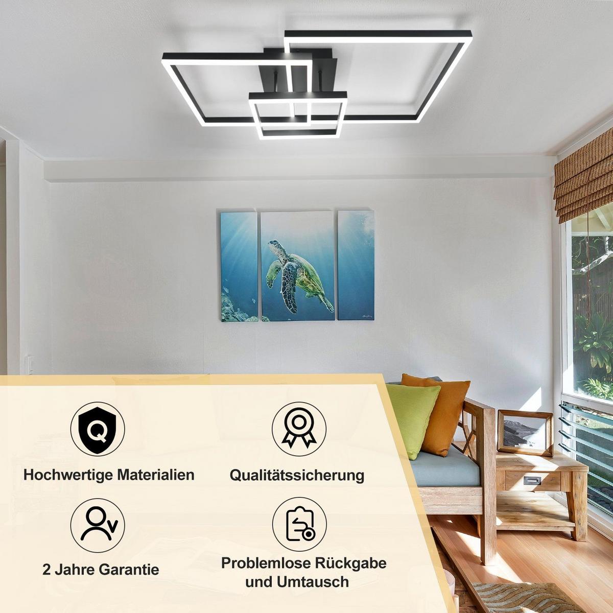 LED-DECKENLEUCHTE Lais 82/58/16 cm - Schwarz, Metall (82/58/16cm) - Nettlife